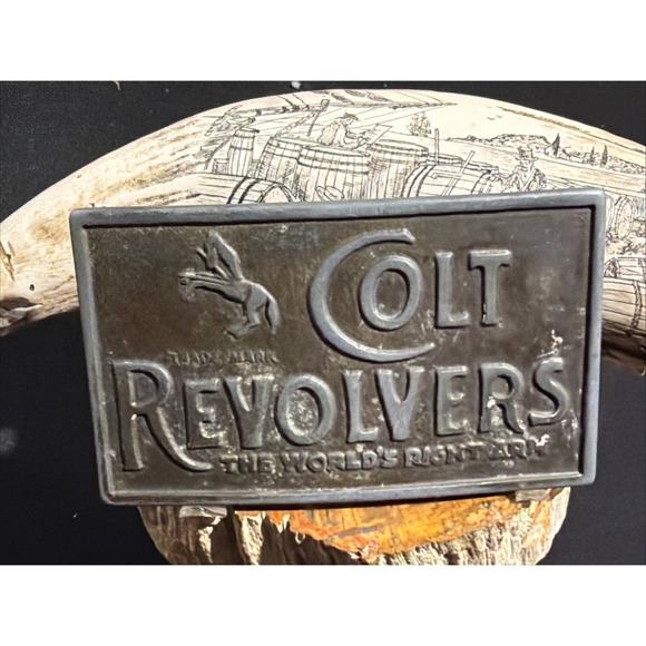 Rj Colt Other - Vintage Colt Revolvers Silver Tone Belt Buckle The Worlds Right Arm Promo